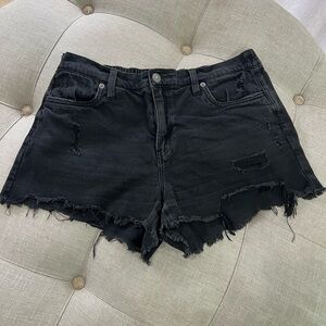 Aerie Black Frayed Jean Shorts